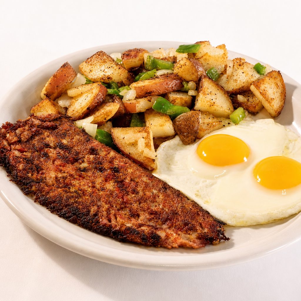 Corned Beef & Hash + 2 Eggs.